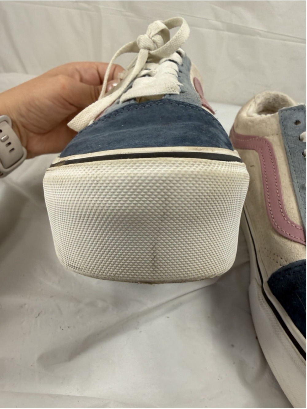VANS Old Skool Sneakers Stackform Low Suede Sherpa White Blue size 8 - Picture 14 of 16